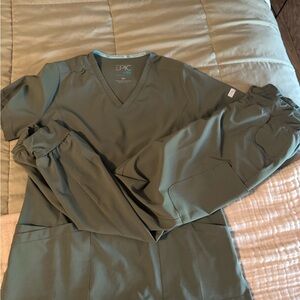 Women’s Green and Red scrub set